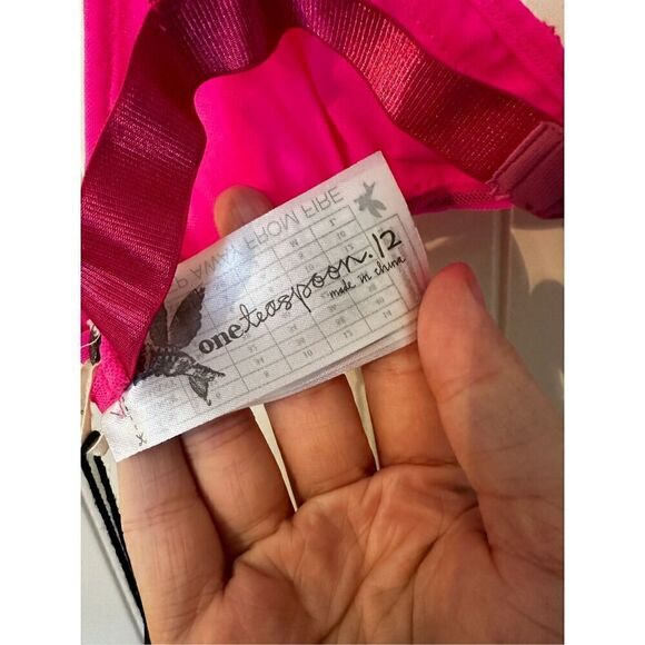 NWT One Teaspoon Revolve Fallen Angel Hot Pink Lace Bra Women Size 8 OT9831 - Picture 11 of 13